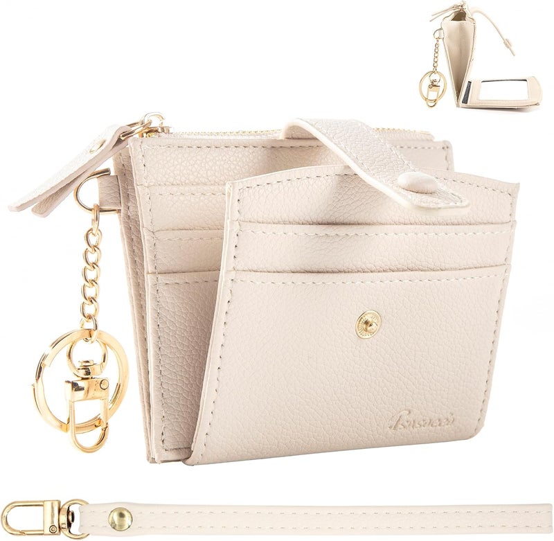 TSNSOEEO Keychain Wallet Wristlet Small Credit Card Holder Bracelet Key Chain Purse Bangle Tassel Beads Key Rings for Women - Image 1